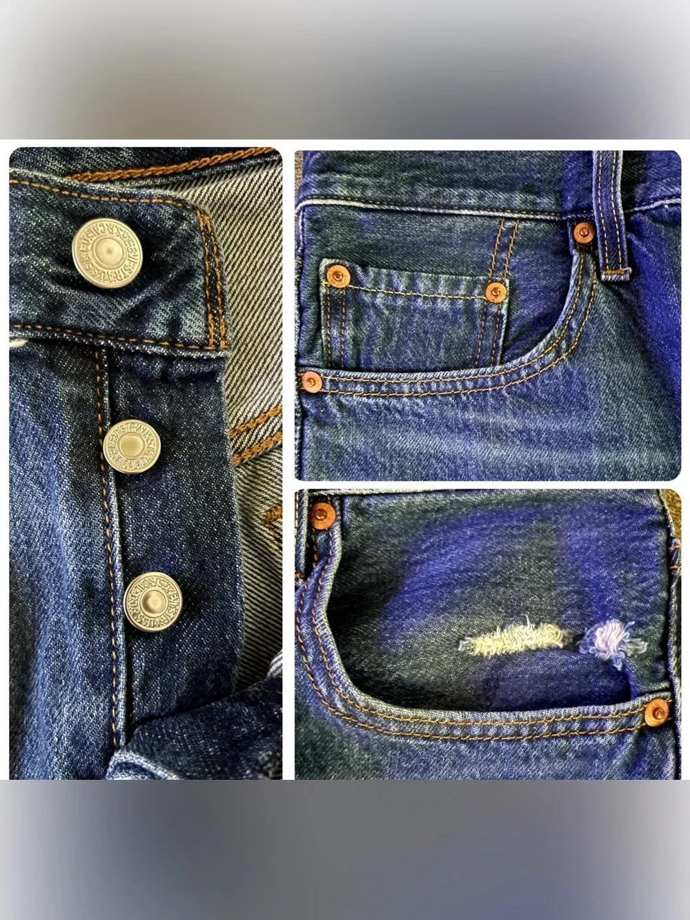 Levi’s 501 Mid thigh blue denim shorts